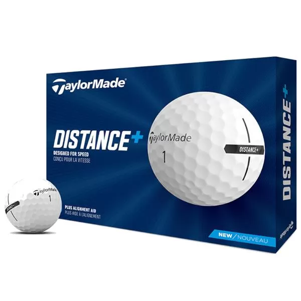 TaylorMade Distance + Golf Balls Dozen White 3 TaylorMade Distance + Golf Balls Dozen White