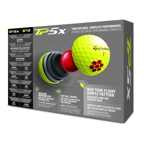 TaylorMade TP5x Golf Balls Dozen Yellow 5 TaylorMade TP5x Golf Balls Dozen Yellow - Image 3