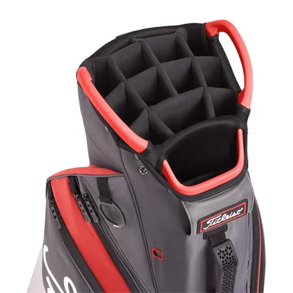 Titleist 14 Cart Bag Graphite Island Red Black 4 Titleist 14 Cart Bag Graphite Island Red Black - Image 2